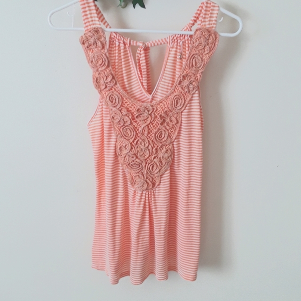 Orange Striped Embellished Tank Top - Picture 1 of 6